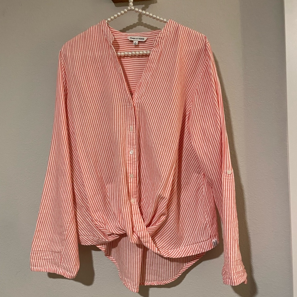 Women's Always and Forever Striped Button-Down Top